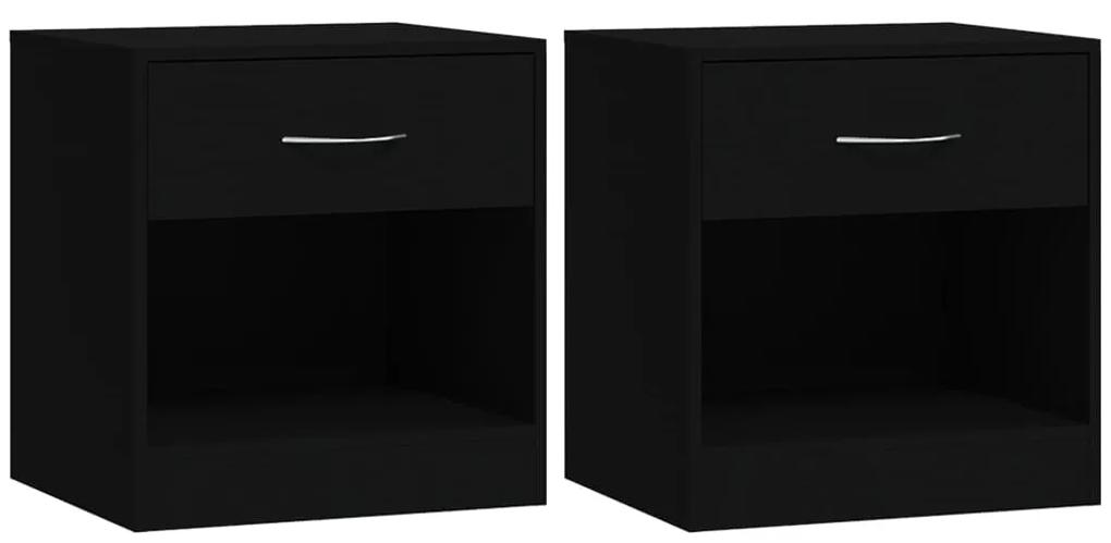 Mesas de cabeceira com gavetas 2 pcs preto