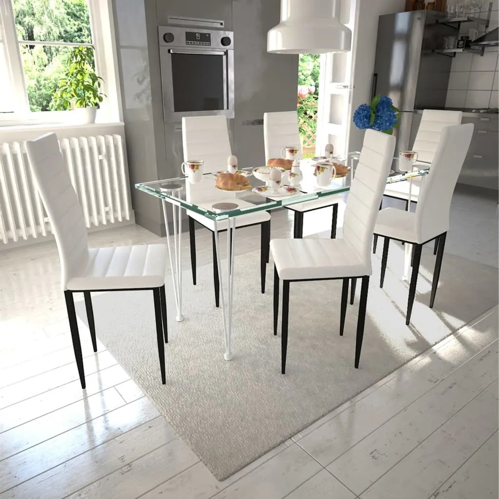 vidaXL Cadeiras de jantar 6 pcs couro artificial branco