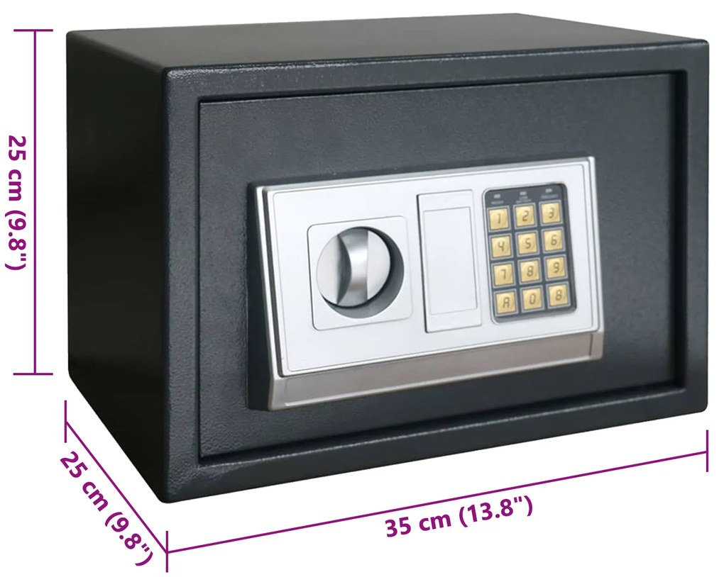 Cofre Eletrônico com Prateleira Cinza Escuro 35x25x25 cm Aço