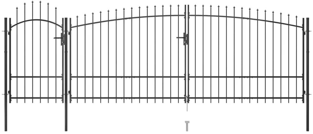 vidaXL Portão p/ cerca de jardim com topo em lanças 5x2,25 m aço preto