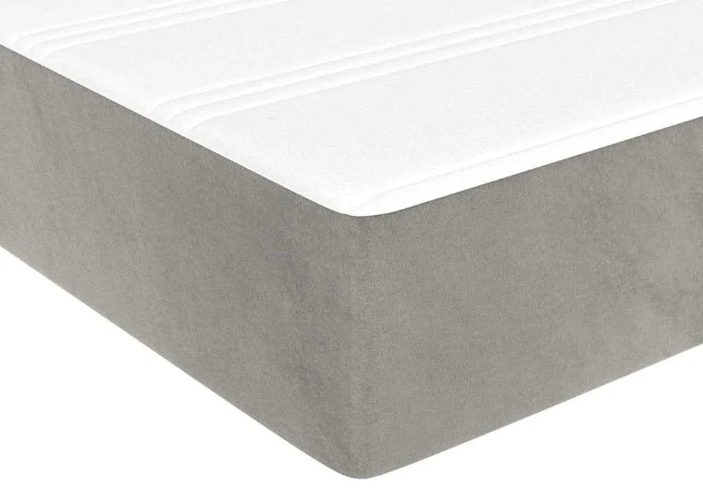 Colchão de molas ensacadas 100x210x20 cm veludo cinza-claro