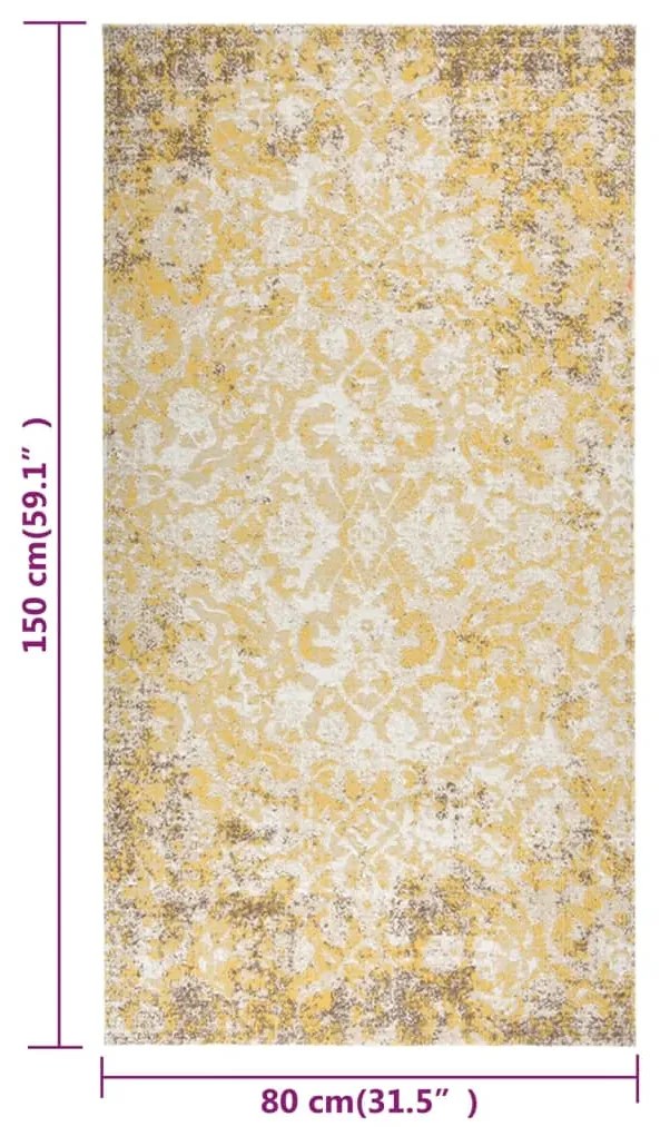 Tapete de exterior tecelagem lisa 80x150 cm amarelo