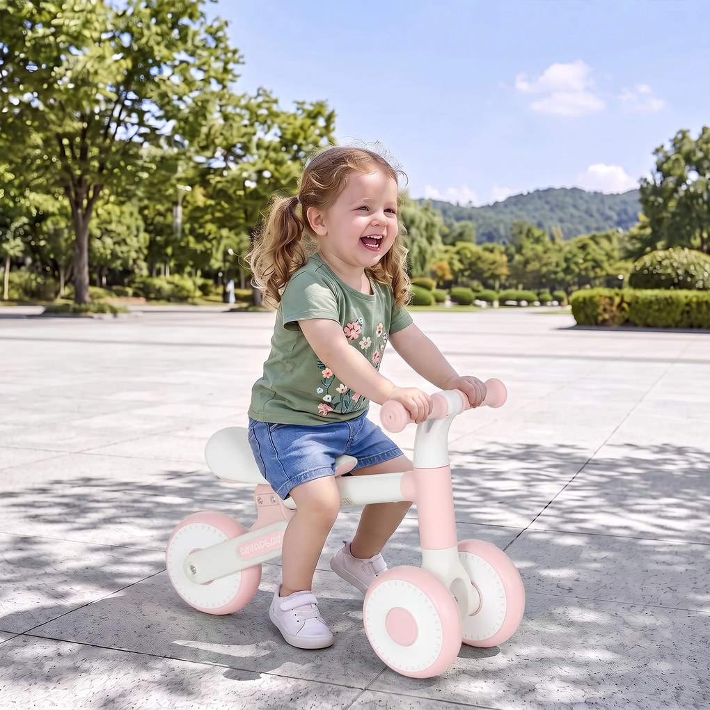 Bicicleta sem Pedais Dobrável para Bebé, 52 x 23 x 36,5 cm, Assento Ajustável, Cor-de-rosa