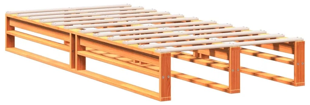 Cama com estante sem colchão 90x200cm pinho maciço castanho-mel