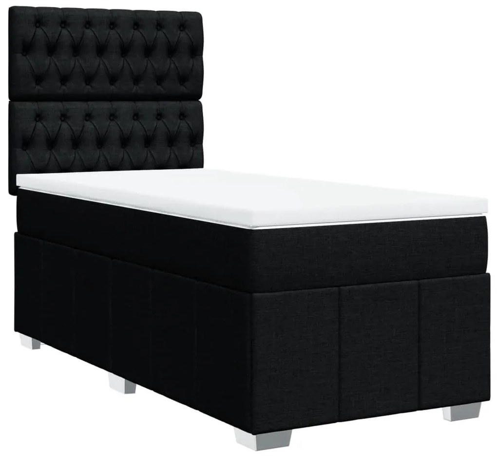 Cama com molas/colchão 90x200 cm tecido preto