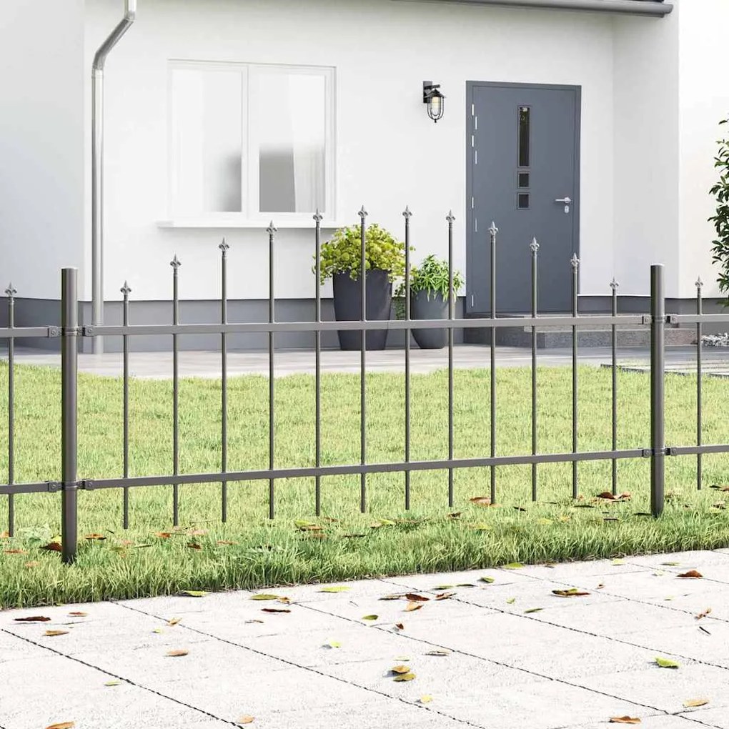 Cerca de Jardim com Topo Arqueado - Cinza, 13,6 x 0,75 m, Aço