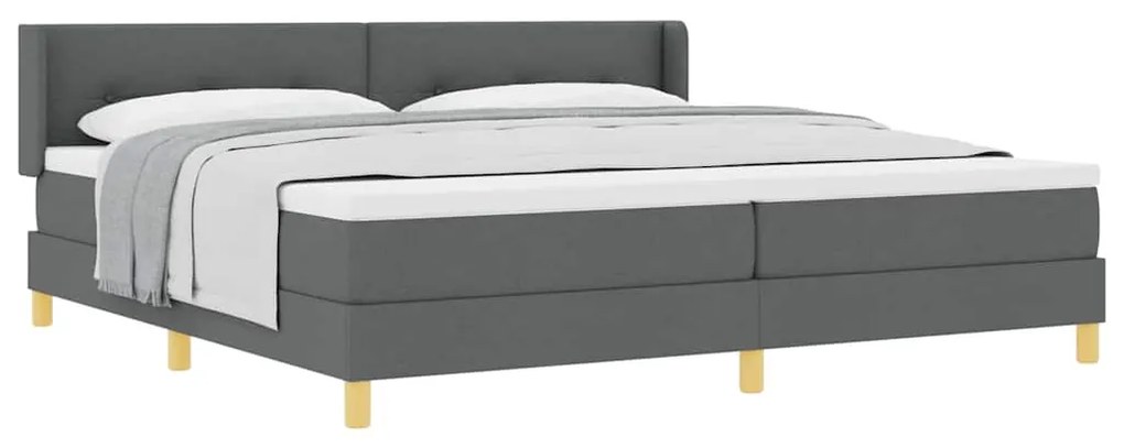 Cama Box com Colchão em Cinza Escuro, 200 x 200 cm, Tecido