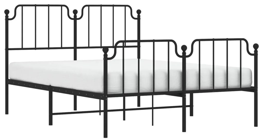 Estrutura de cama com cabeceira e pés 140x200 cm metal preto