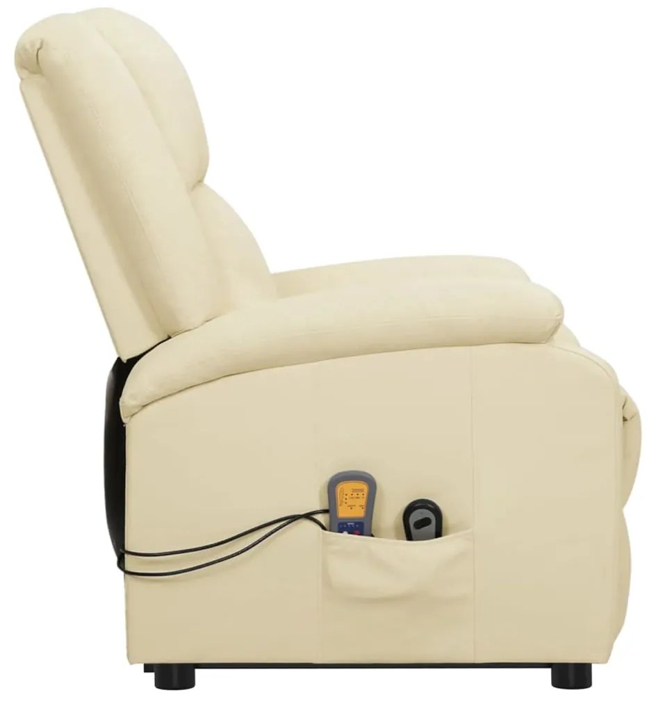 Poltrona de massagens elevatória couro artificial cor creme
