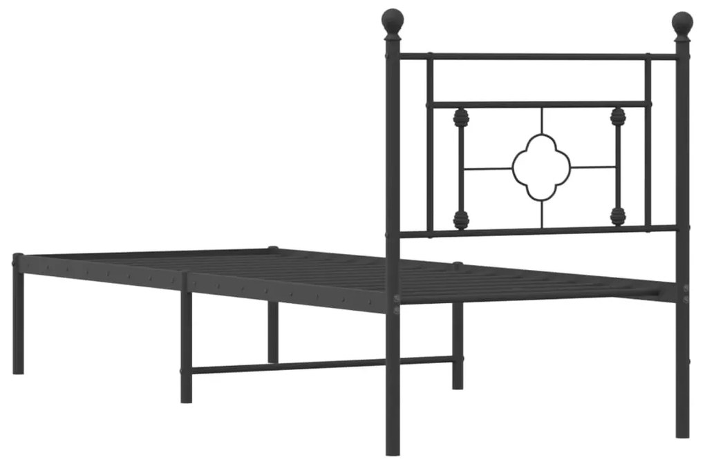 Estrutura de cama metal s/ colchão c/ cabeceira 75x190 cm preto