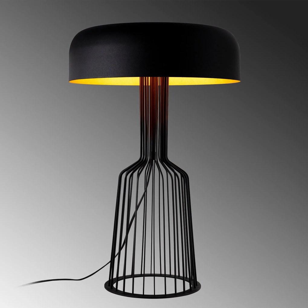 Candeeiro de Mesa Fellini – Preto e Dourado – 36 cm x 57 cm