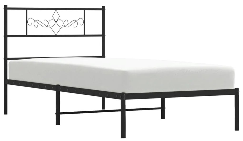 Estrutura de cama com cabeceira 90x190 cm metal preto