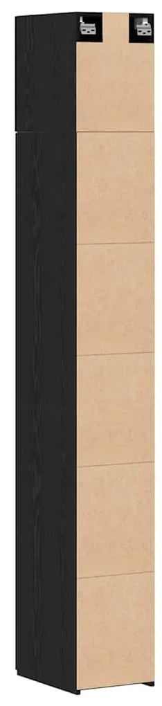 Armário de Armazenamento Slim vidaXL Carvalho Preto 30x42.5x225 cm Mad