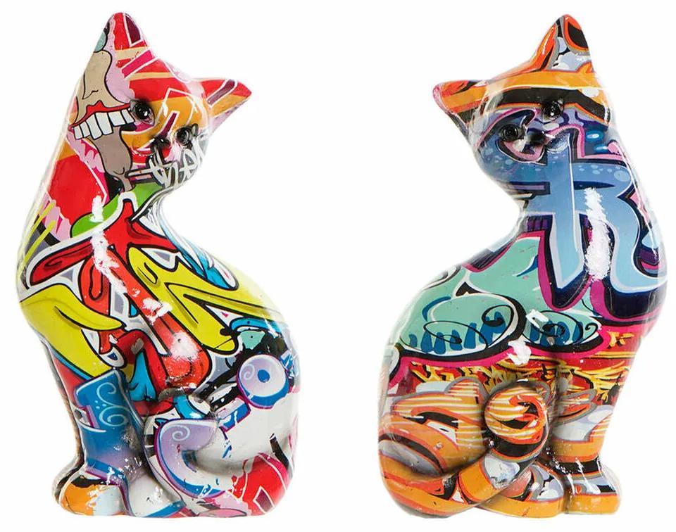 Figura Decorativa DKD Home Decor Moderno Gato (10 x 7 x 17 cm) (2 Unidades)