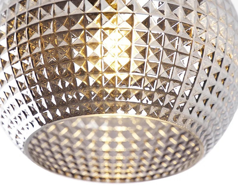 Candeeiro de teto Art Deco preto com vidro fumê - Sphere Art Deco