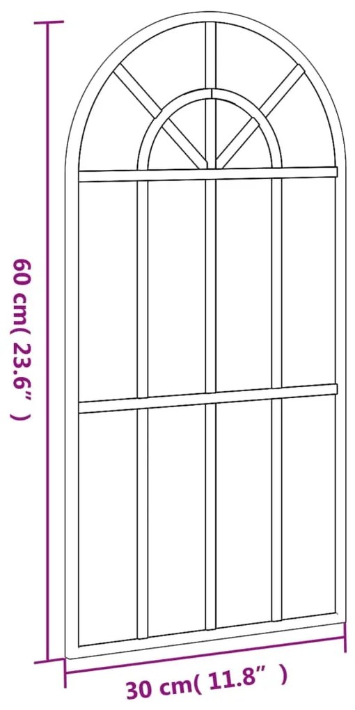 Espelho de parede arqueado 30x60 cm ferro preto