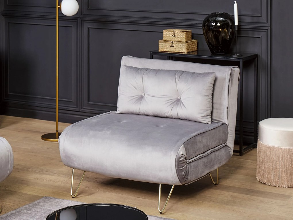 Conjunto de sofás-cama com 3 lugares em veludo cinzento VESTFOLD Beliani