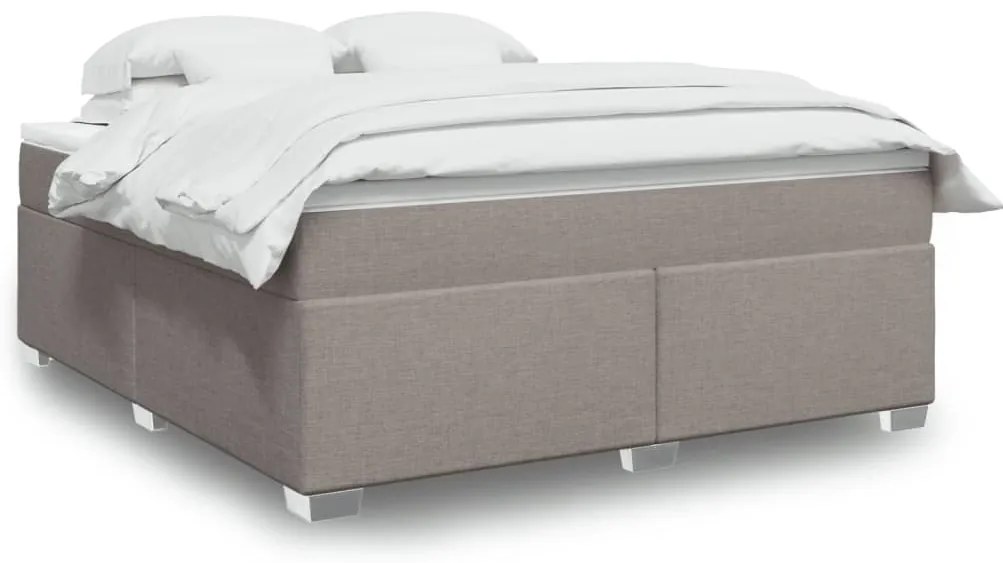 vidaXL Cama com molas/colchão 180x200 cm tecido castanho-acinzentado
