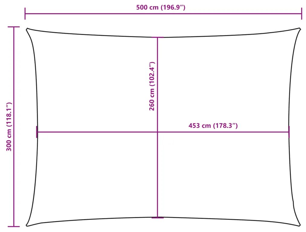 Para-sol vela tecido oxford retangular 3x5 m verde-escuro