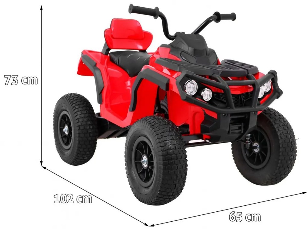 Moto 4 elétrica para crianças 12V ATV AIR, Rodas de AR, assento couro ecológico Vermelha