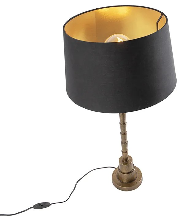 Candeeiro de mesa Art Déco bronze com cúpula de algodão preto 35 cm - Pisos Art Deco