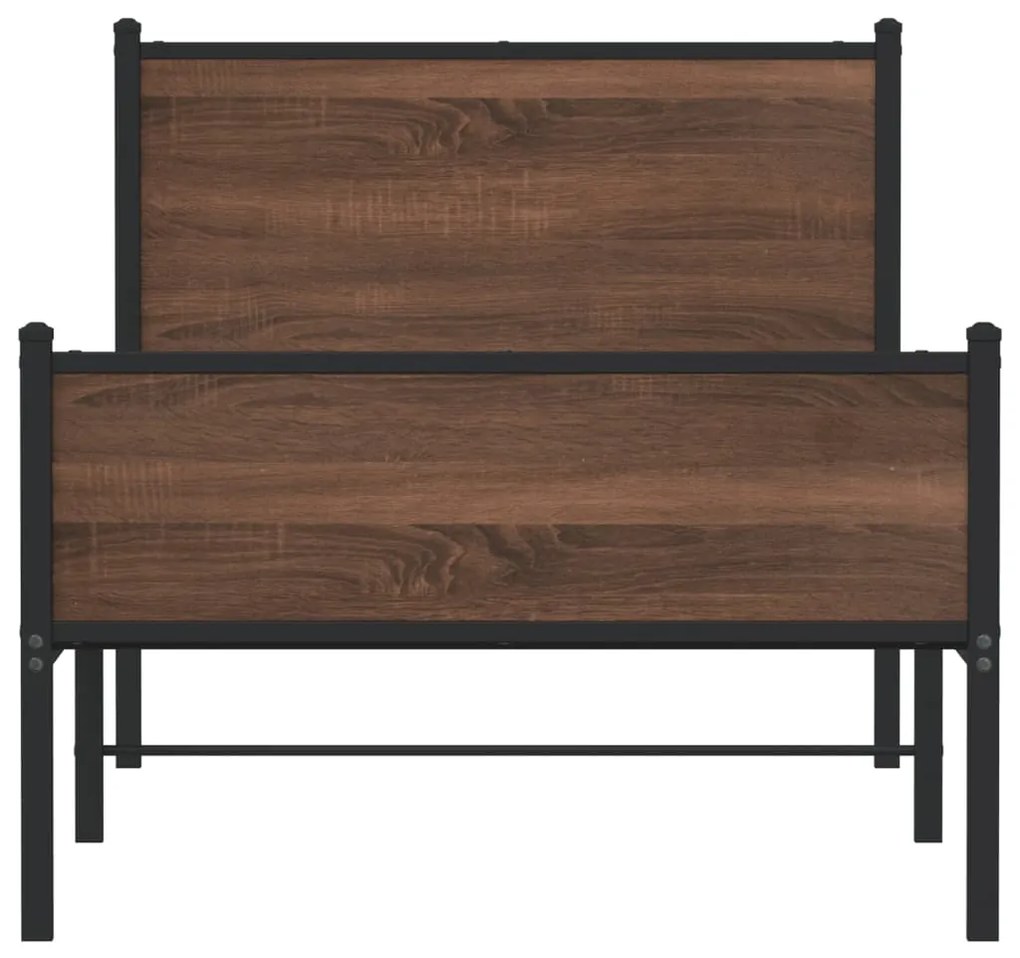 Estrutura de cama sem colchão 90x200 cm metal carvalho castanho