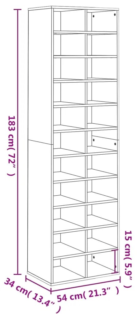 Sapateira Alta Mateus - Com 22 Compartimentos - Cor Branco - 54x34x183