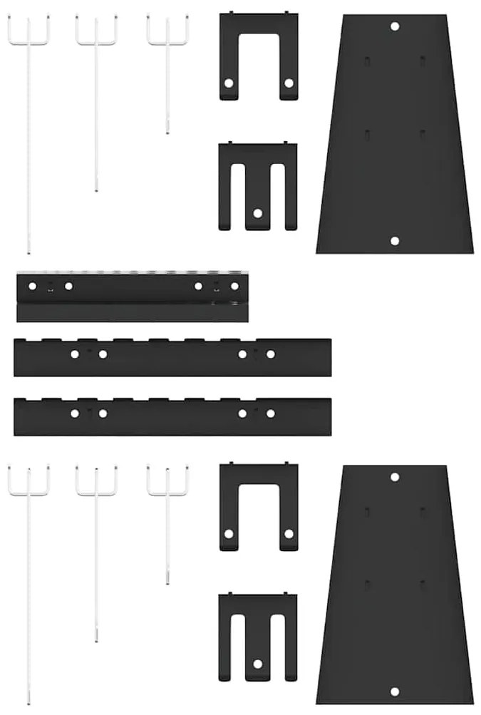 Painéis Perfurados 3 pcs com 15 Acessórios Cinza 50x80 cm Aço