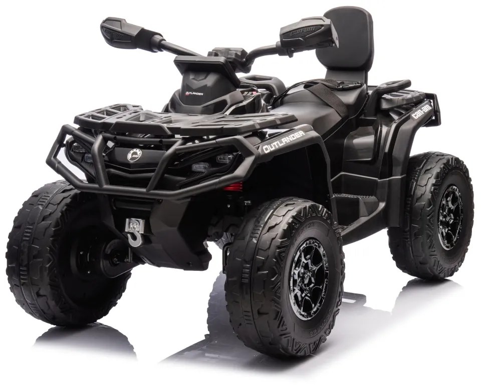 Moto 4 elétrica para crianças 3 a 7 anos, 12V Can Am Outlander 4x4 com controlo remoto, rodas Espuma EVA, assento couro Carga até 50Kg Preta