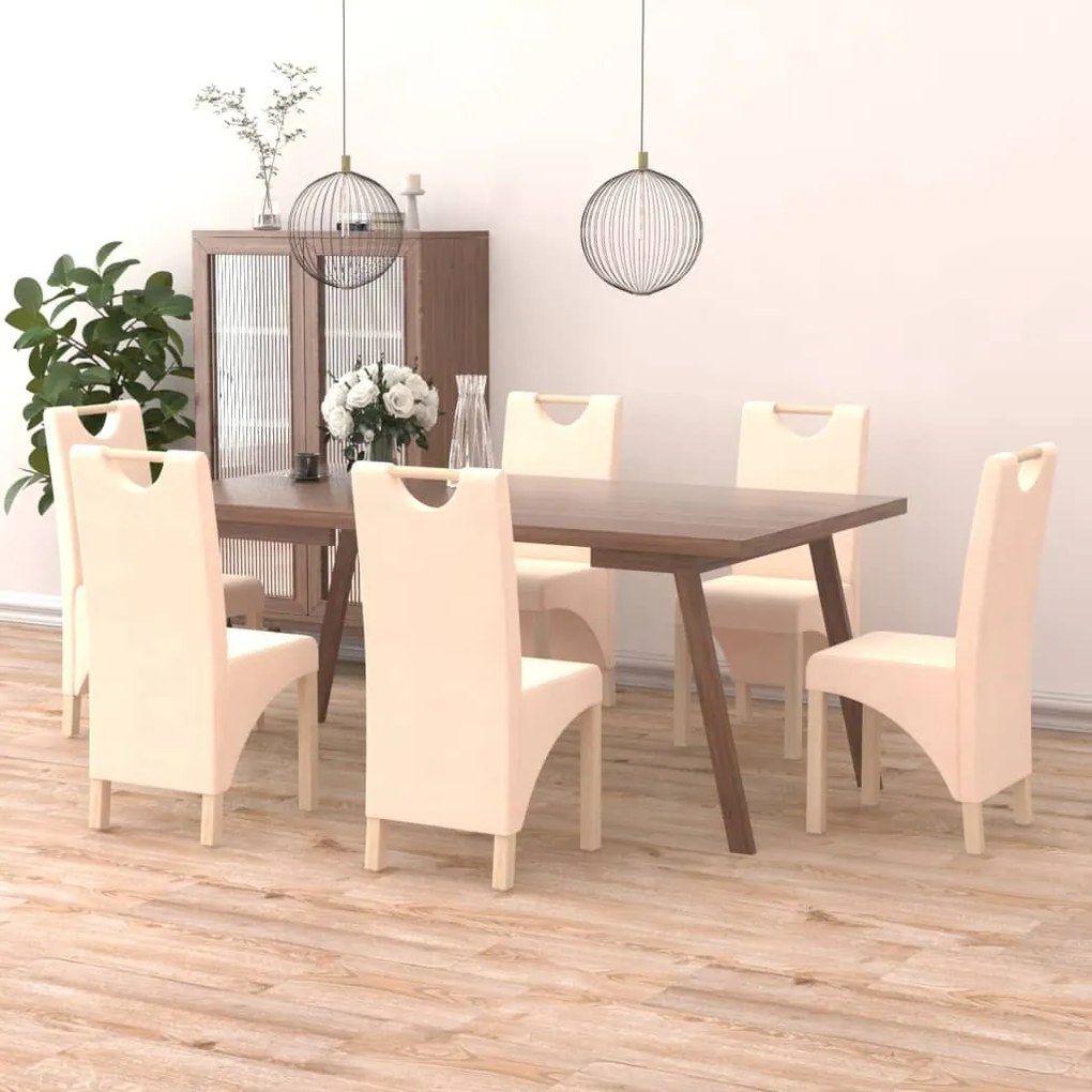 vidaXL Cadeiras de jantar 6 pcs tecido cor creme