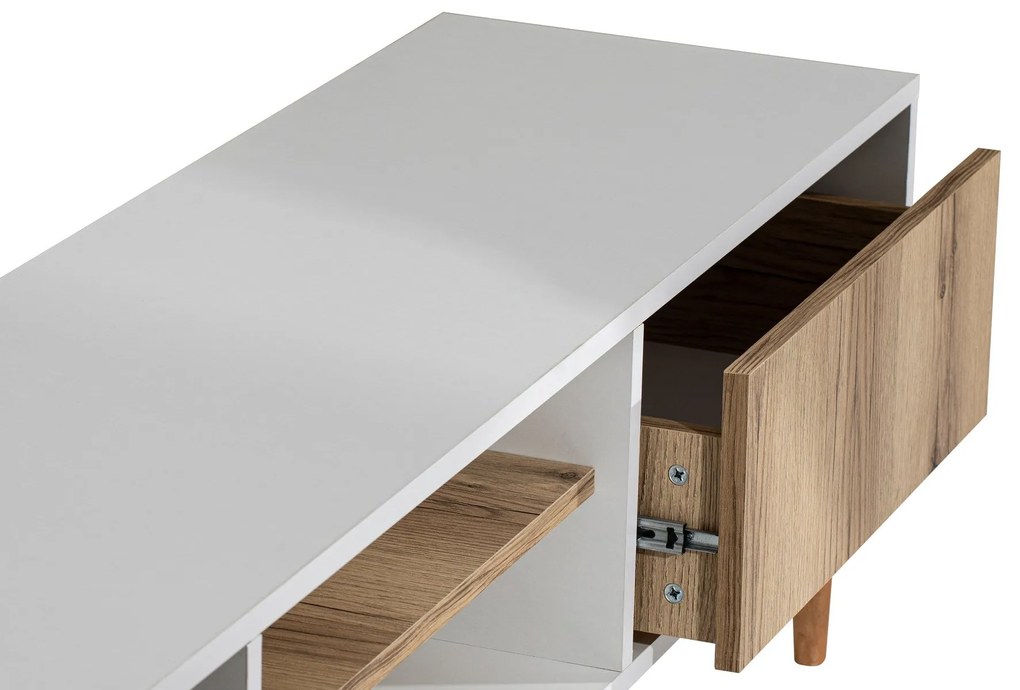 Móvel TV Kraf – Branco Felt – 180 x 50 x 40 cm