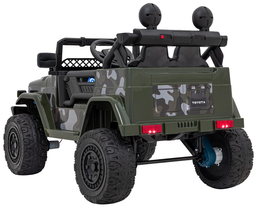 Jipe elétrico para Crianças Toyota FJ Cruiser 12V 4x4, Rodas Espuma EVA, Assentocouro ecológico Verde Camuflado