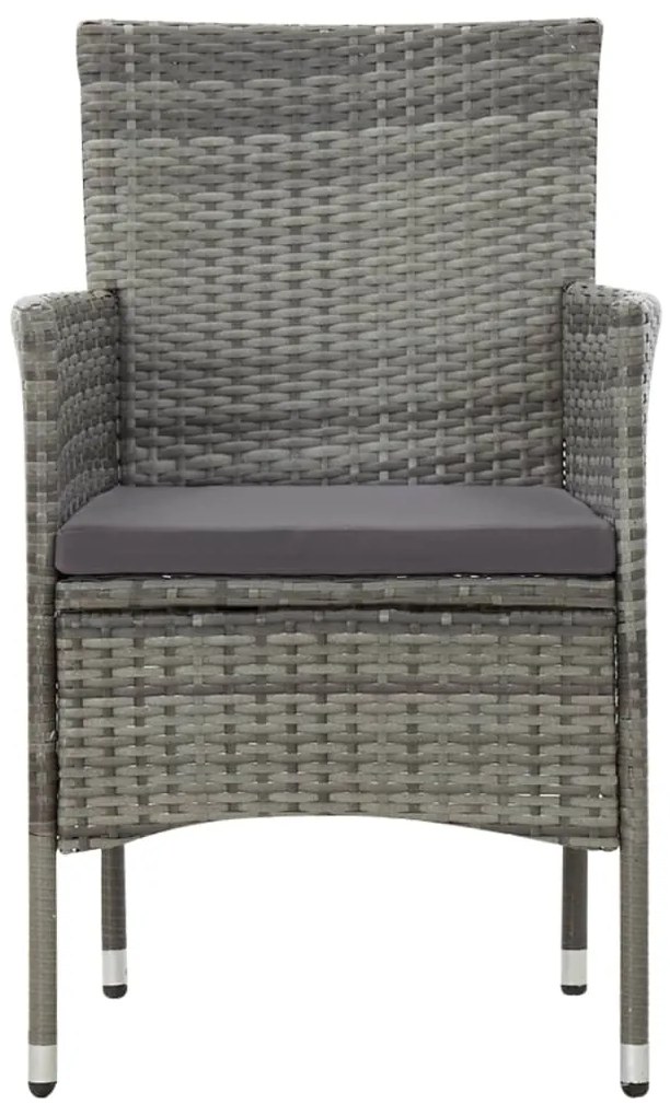 4 pcs conjunto lounge de jardim c/ almofadões vime PE cinzento