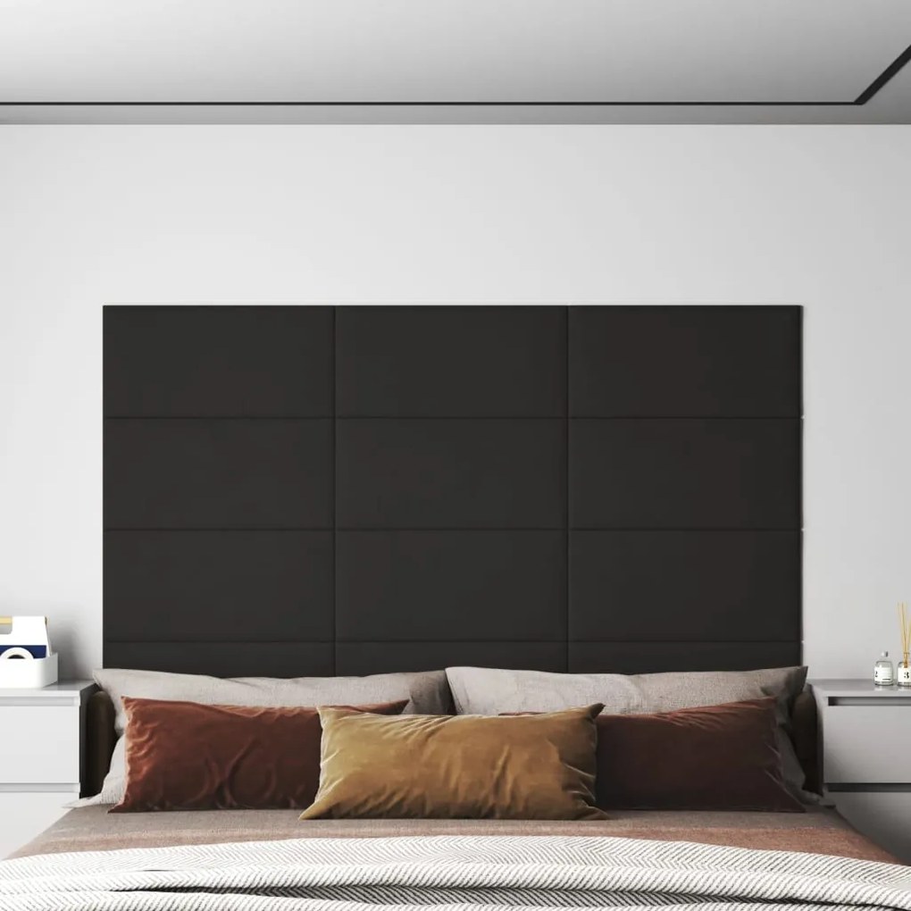 Painel de parede 12 pcs 60x30 cm veludo 2,16 m² preto