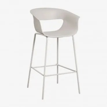 Banqueta Alta De Jardim Em Polipropileno E Aço Alanys ↑75 Cm & Branco Acinzentado - Sklum
