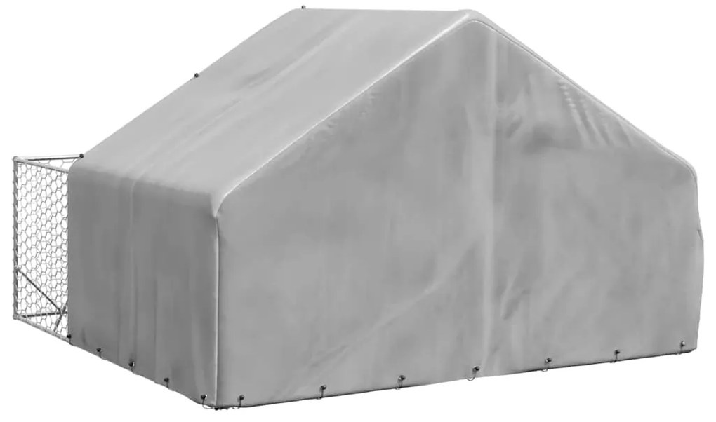 Canil exterior para cães com corredor 3x3x1,9 m aço galvanizado