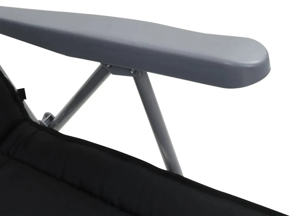 Cadeiras de jardim dobráveis com almofadões 2 pcs preto
