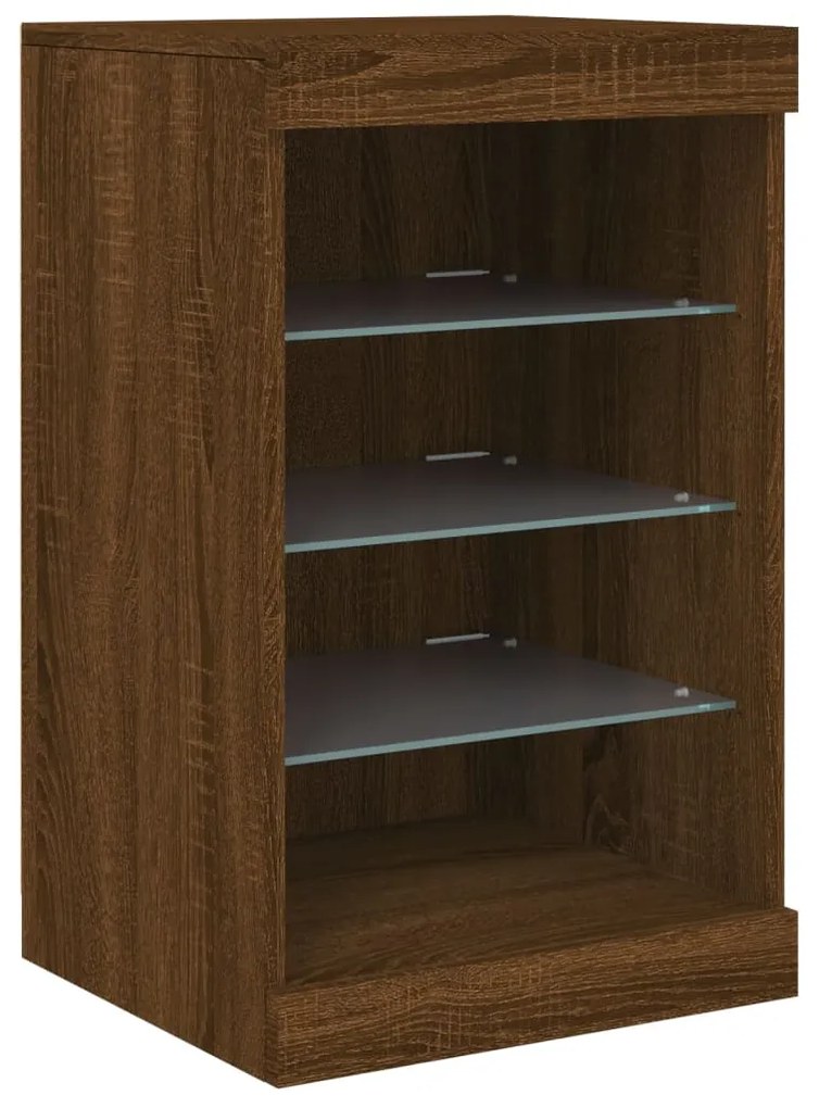 Aparador com luzes LED 123x37x67 cm carvalho castanho