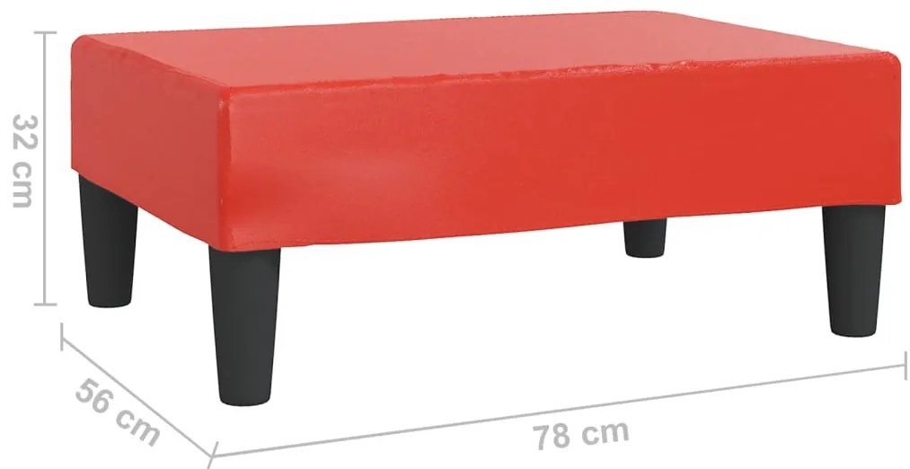Apoio de pés 78x56x32 couro artificial vermelho