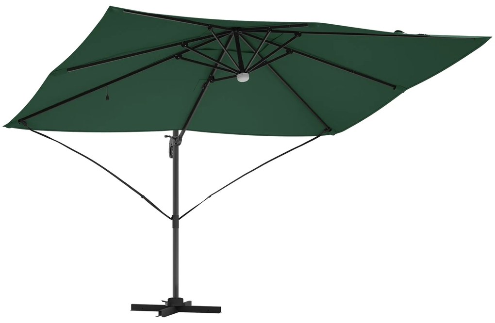 Guarda-sol Verde de Braço Articulado Verde Poliéster, Metal Grande