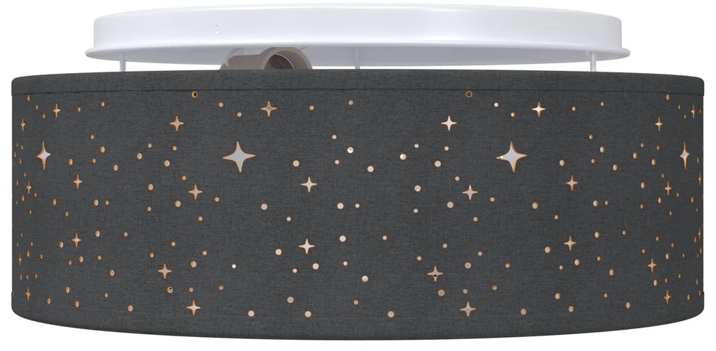 Luzes de Teto com Abajur Estrelado Preto Ø 30 cm Tecido E27