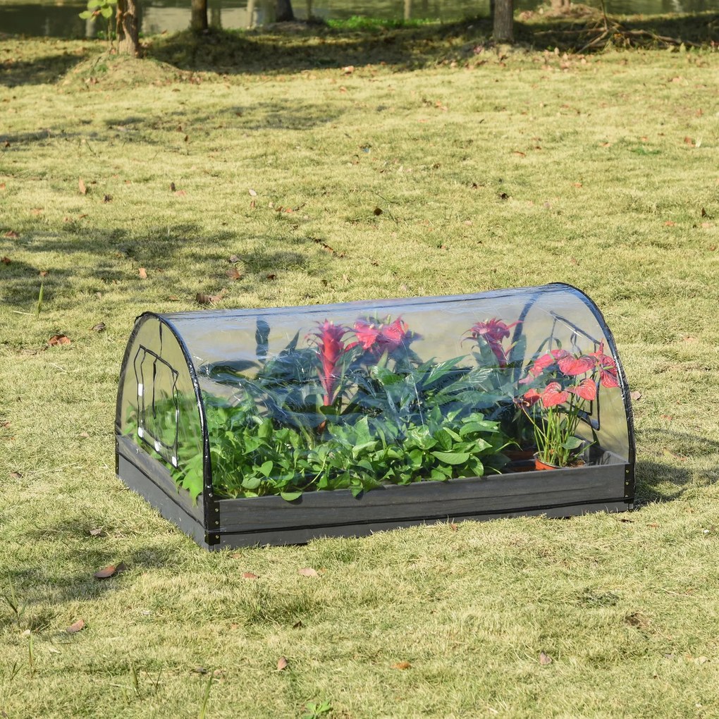 Outsunny Mini Estufa Túnel de jardim 2 em 1 Jardim Urbano com cobertura de PVC e Janelas Rolantes para o Crescimento de Flores Plantas Vegetais 120x79x53 cm Transparente