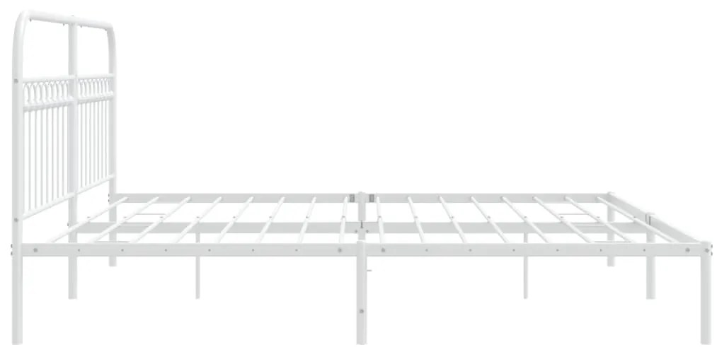 Estrutura de cama com cabeceira 193x203 cm metal branco