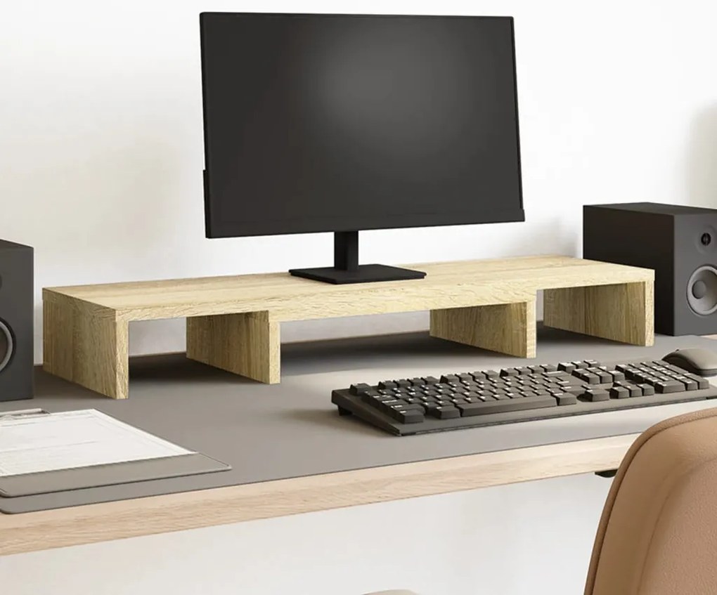 vidaXL Suporte p/ monitor ajustável derivados madeira carvalho sonoma