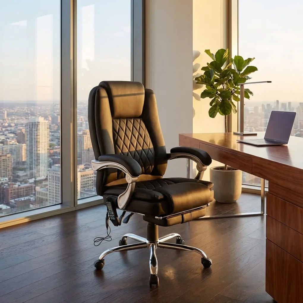 Cadeira de escritório Rubia com função de massagem preta