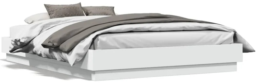 Estrutura de cama com luzes LED 120x190 cm branco