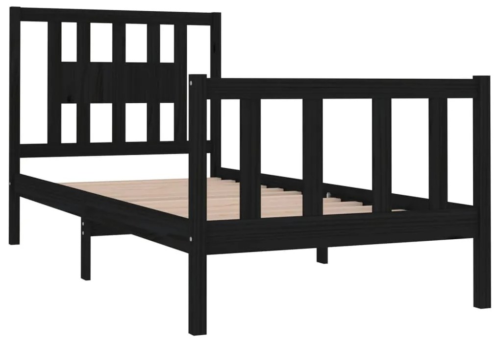 Estrutura cama de solteiro 90x190 cm madeira maciça preto