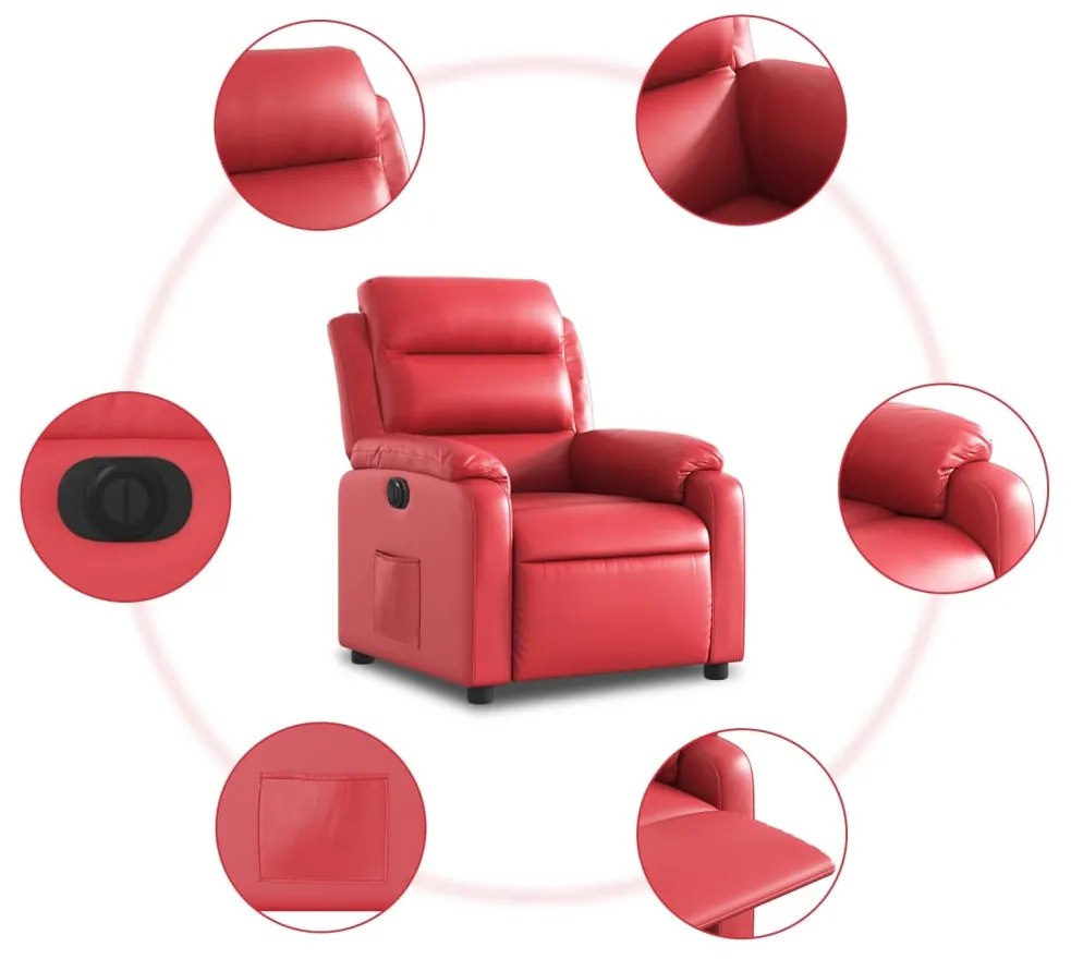 Poltrona reclinável elétrica couro artificial vermelho
