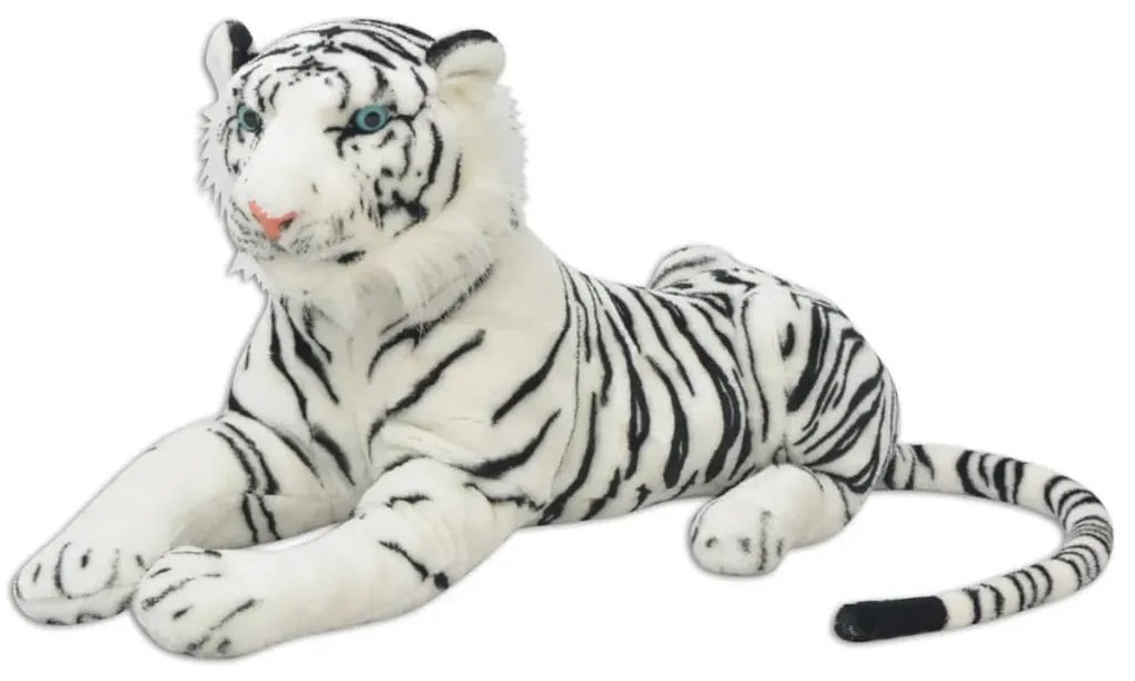 vidaXL Tigre de peluche, branco, XXL