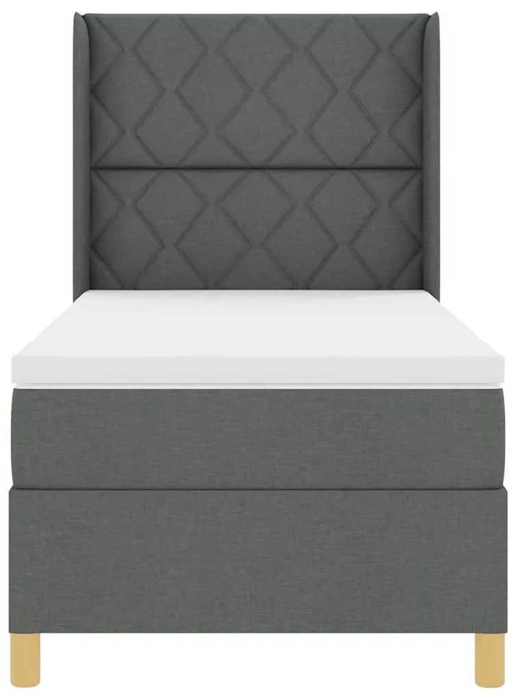 Cama Box com Colchão e LED Cinza Escuro 90x200 cm Tecido